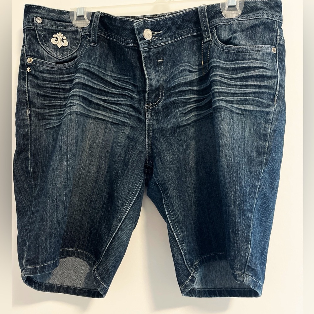 Dereon Blue Jean Shorts with Distressed Look
